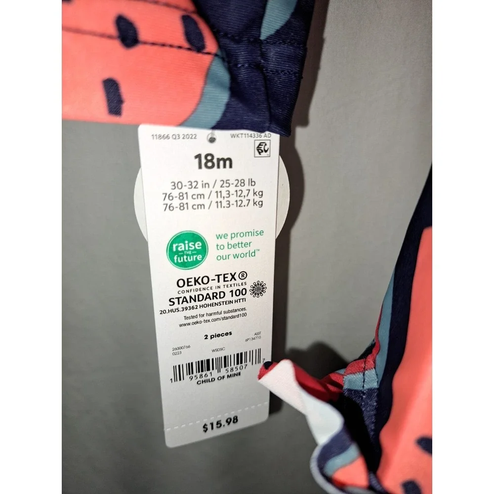 Carter's Watermelon Child of Mine Toddler Girl 18 M Rashguard Swim Set 2-Piece